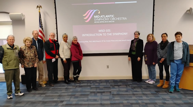 Participants in the Mid-Atlantic Symphony Orchestra’s pilot community education program are (l-r) Bela Gulyas, Andrea Barnes, Jack Barnes, Victor Kareiva, Frances Kimbrough, Ardell McNult, Rebecca Pille, Karen Ritcheke, Ruby Patterson and Sam Patterson. SUBMITTED PHOTO